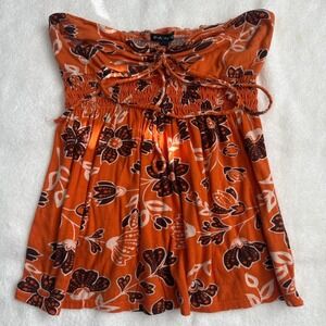 lush life y2k fang floral tube top with tie front